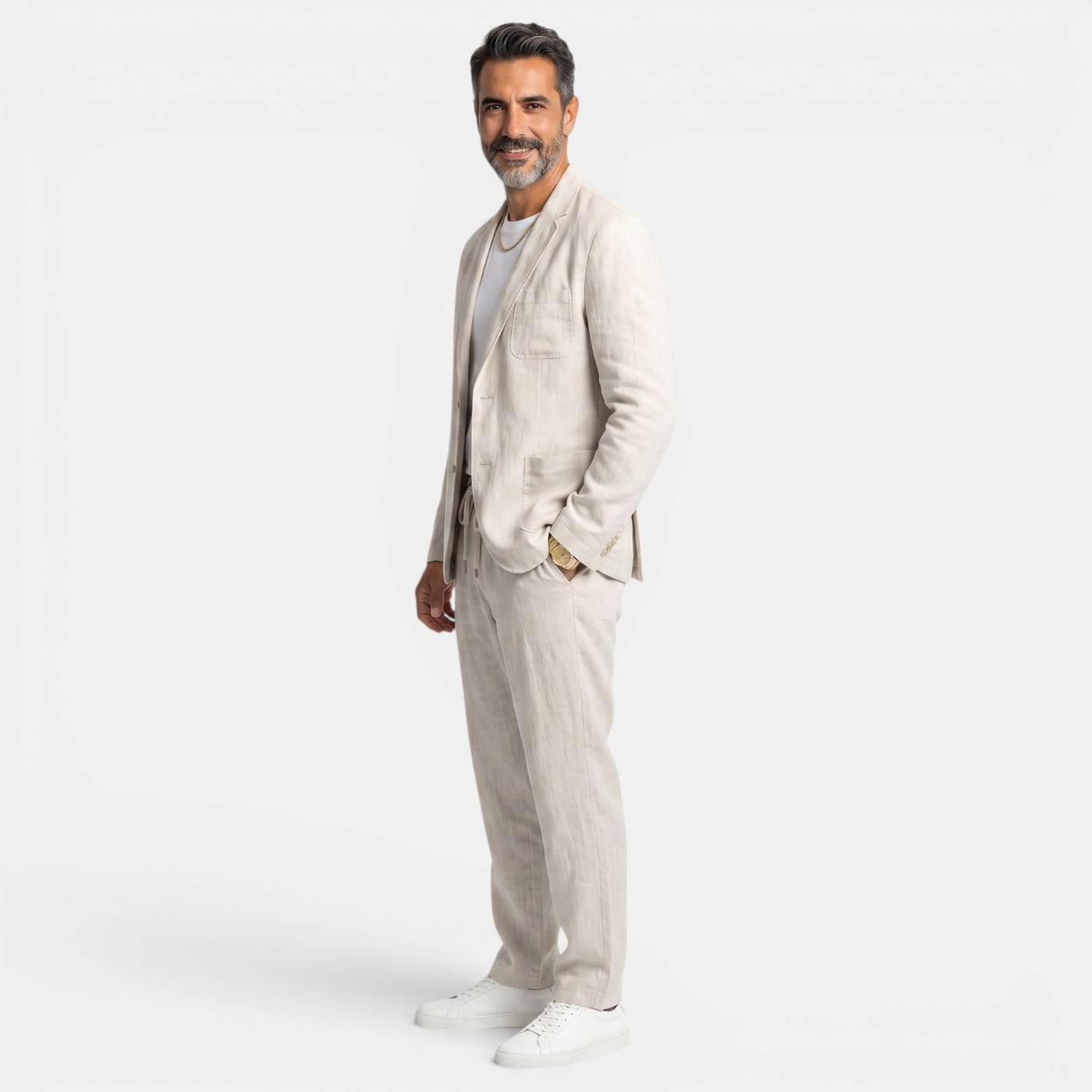 Men's Premium Linen Suit – Elegant Blazer and Pants Set for Summer