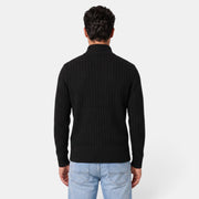 Cárdigan Hombre de Punto Acanalado con Cremallera y Cuello Alto
