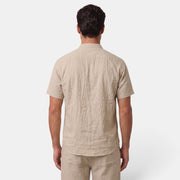 Camisa de Lino Hombre Cuello Mao Manga Corta Casual Verano