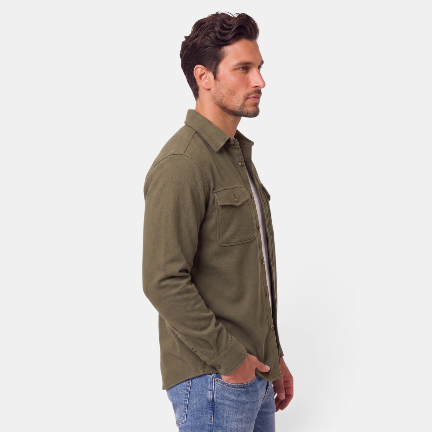 Sobrecamisa Hombre Algodón Premium Casual Manga Larga Holgada