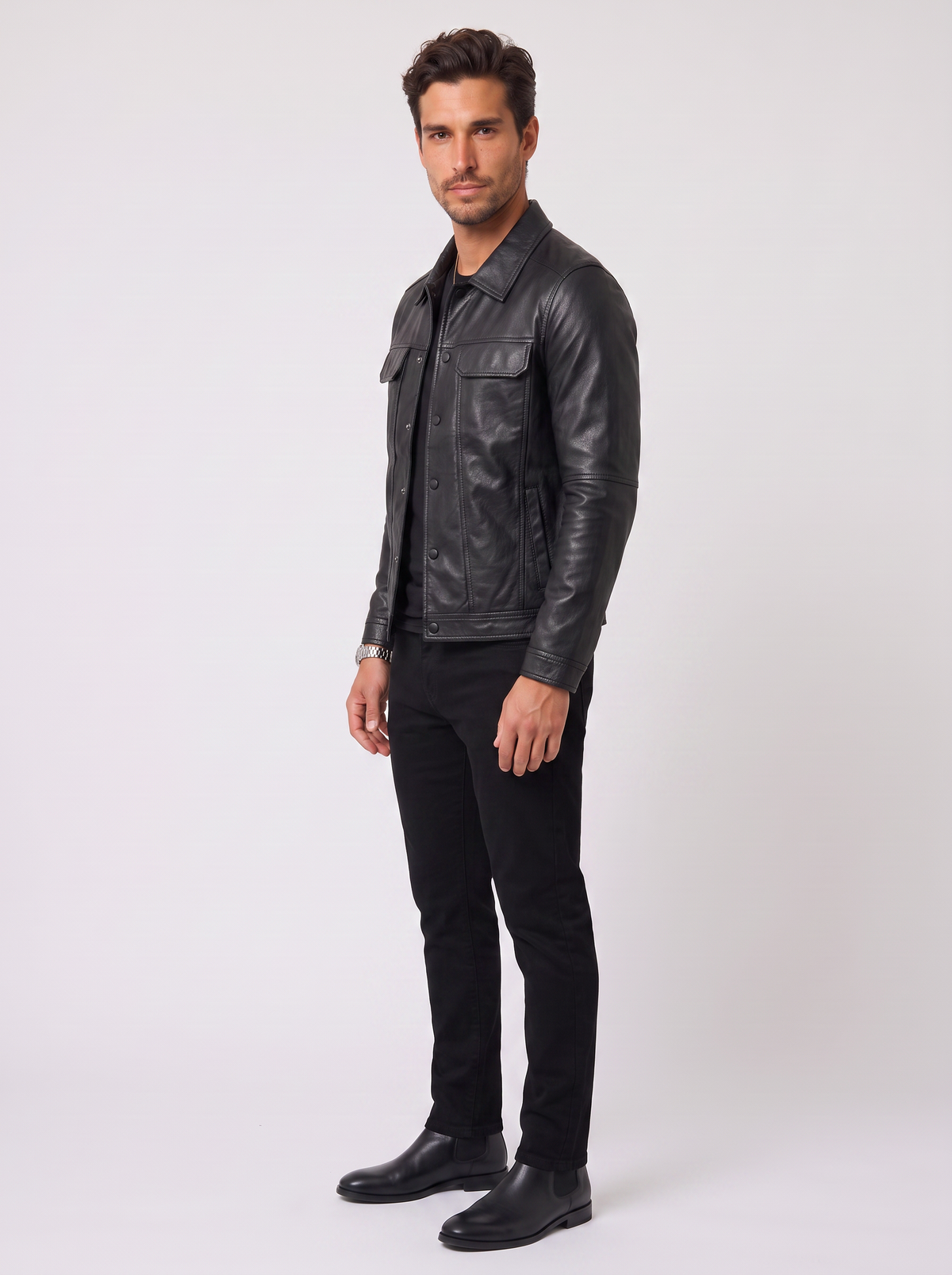 Men's Lambskin Nappa Leather Jacket - Slim Fit