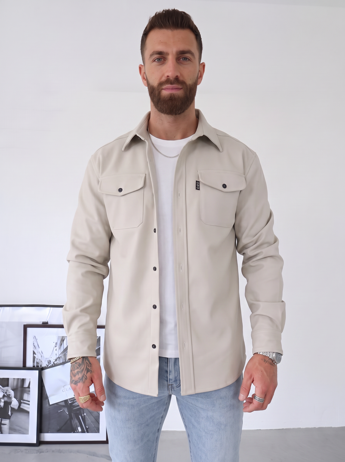 Overshirt de Hombre con Textura Mate y Bolsillos de Solapa
