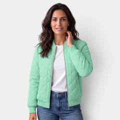 Women's Quilted Bomber Jacket with Pockets