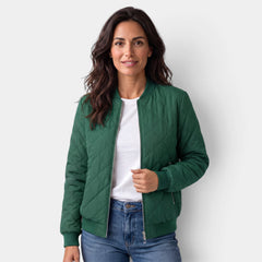 Women's Quilted Bomber Jacket with Pockets