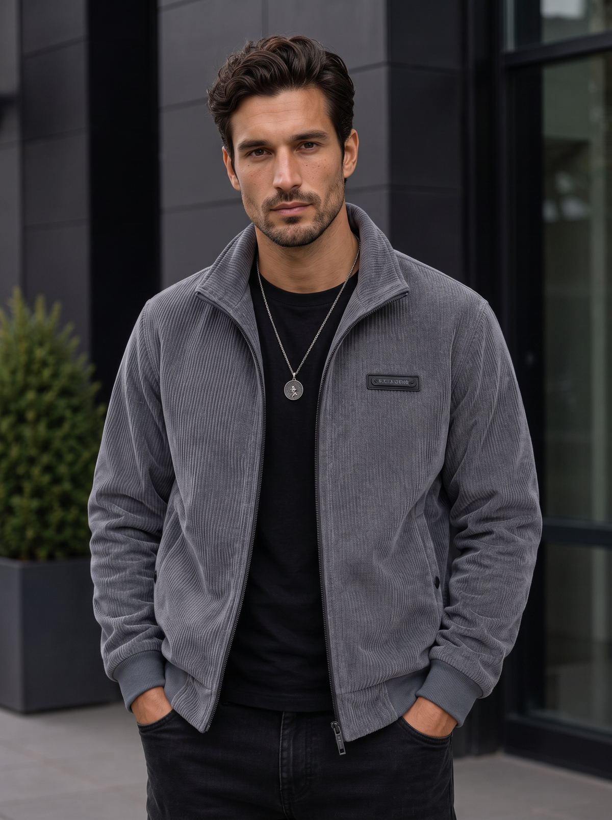 Chaqueta Hombre Pana con Cremallera