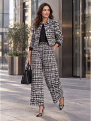 Women's Plaid Wide-Leg Pants Set