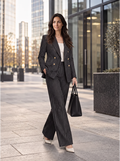 Women's Pinstripe Pantsuit - Blazer and Pants