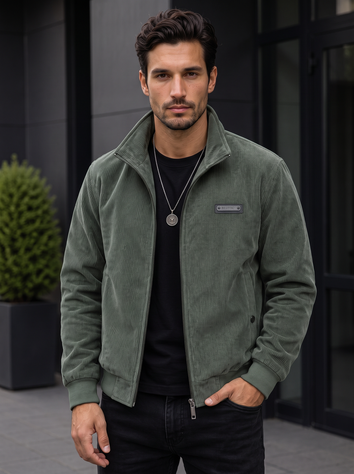 Chaqueta Hombre Pana con Cremallera