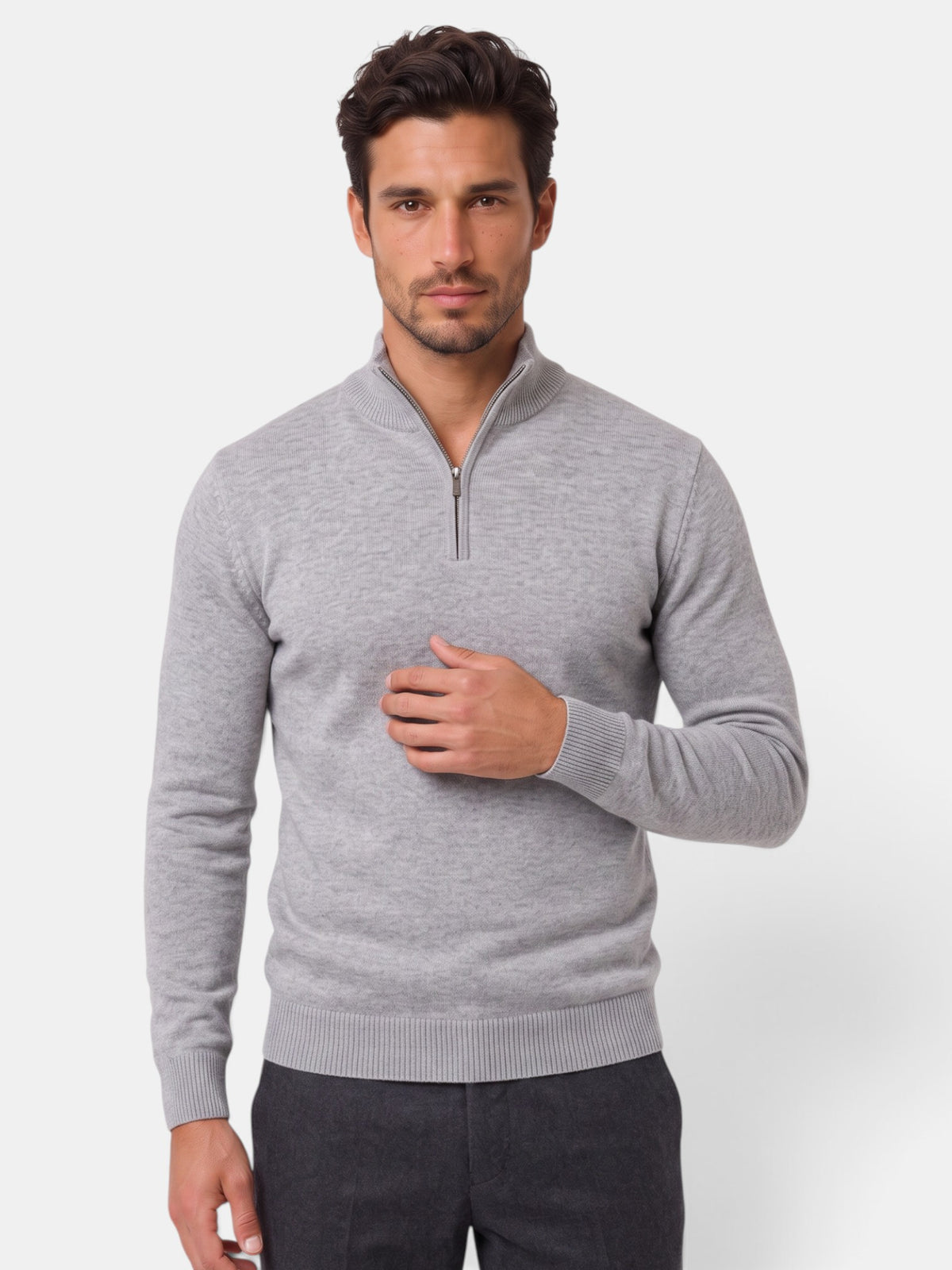 Men's Casual Knitted Zip Sweater