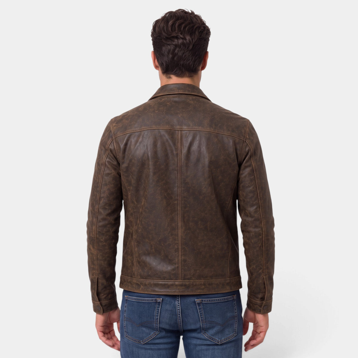 Chaqueta Hombre Moto Efecto Piel Entallada