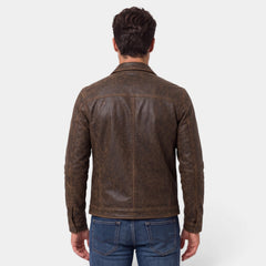 Chaqueta Hombre Moto Efecto Piel Entallada