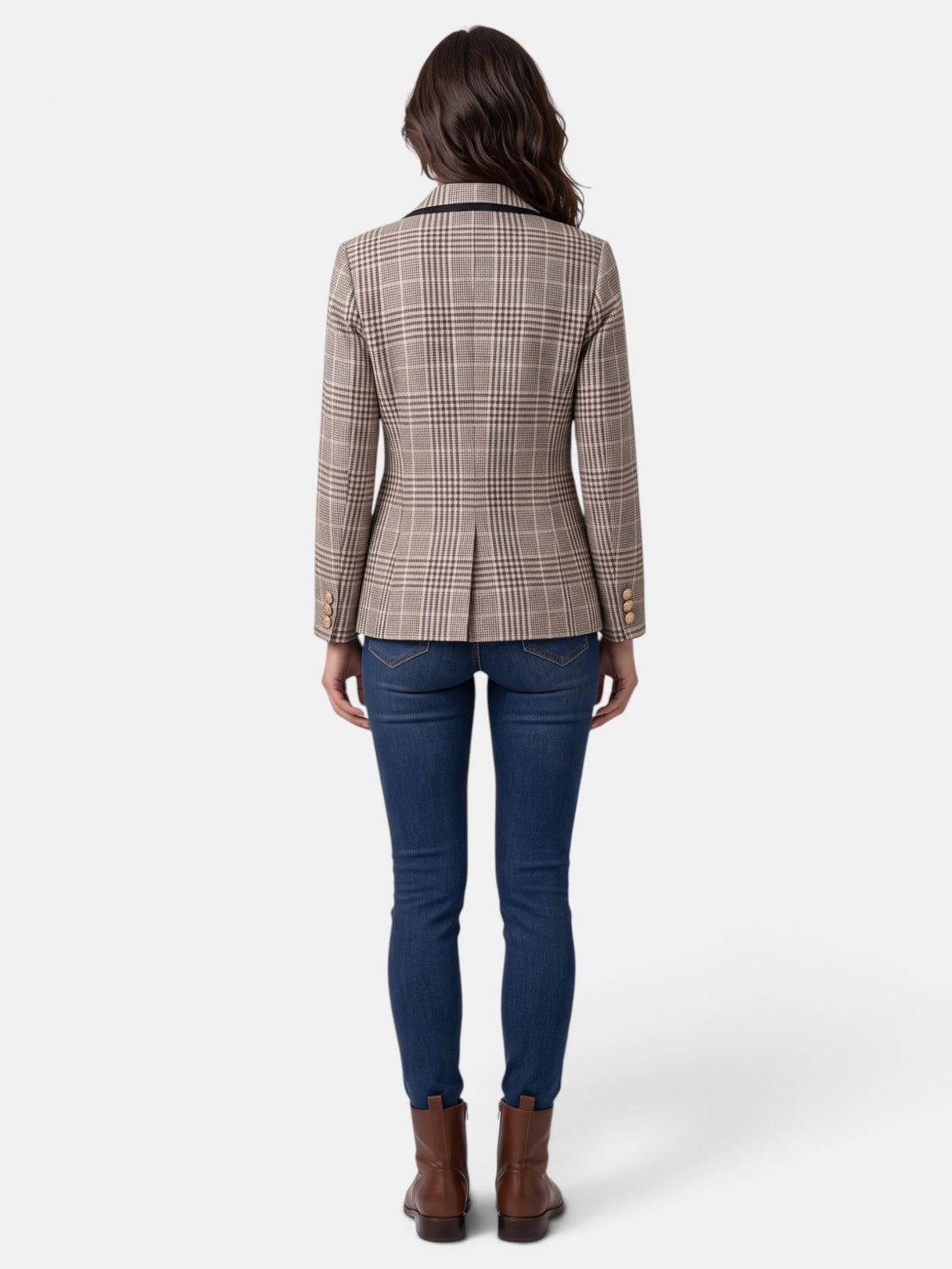Women's Tweed Plaid Elegant Blazer