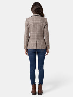 Blazer Mujer Tweed Cuadros Elegante