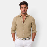 Camisa Hombre de Lino Casual Verano Manga Corta