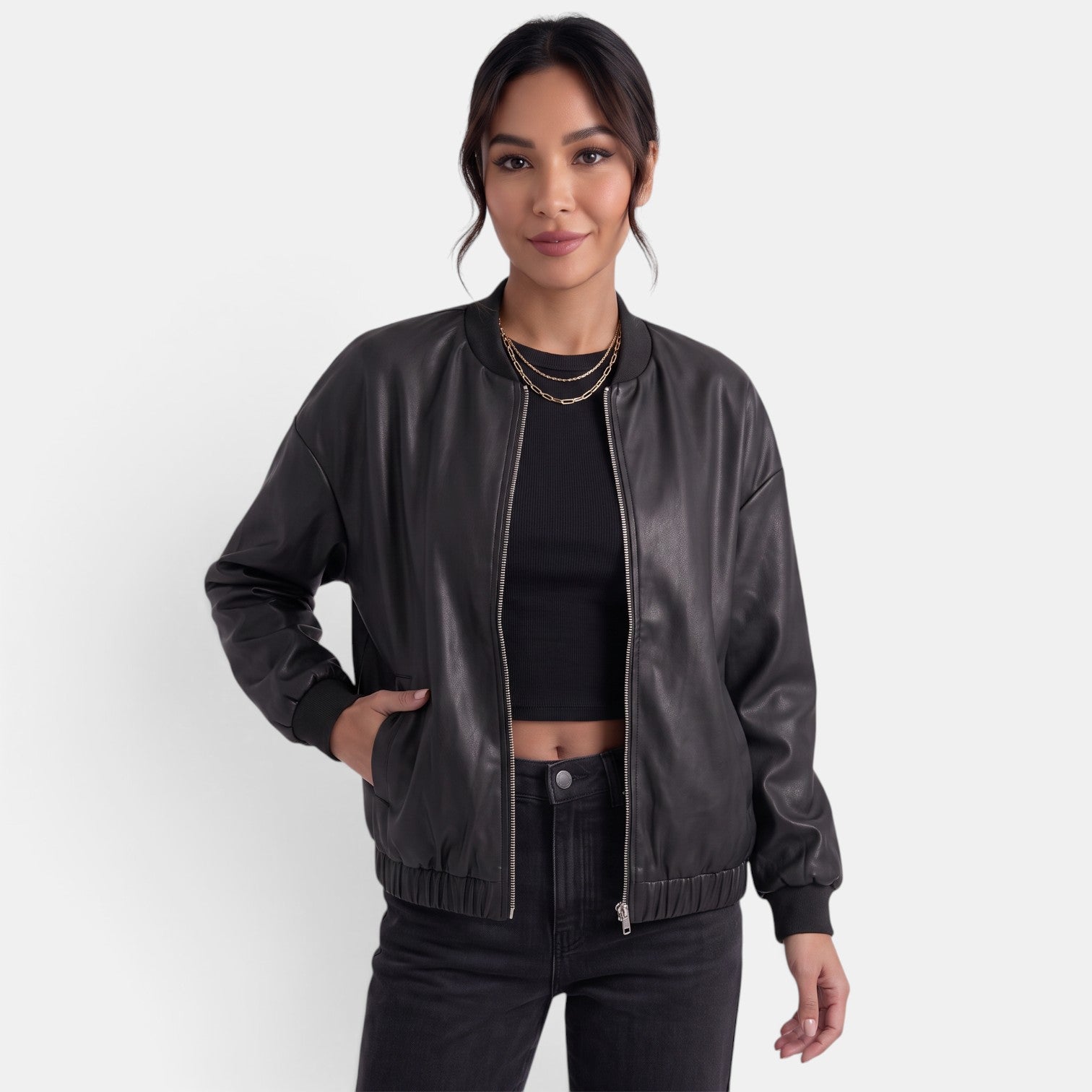 Women's Faux Leather Biker Jacket