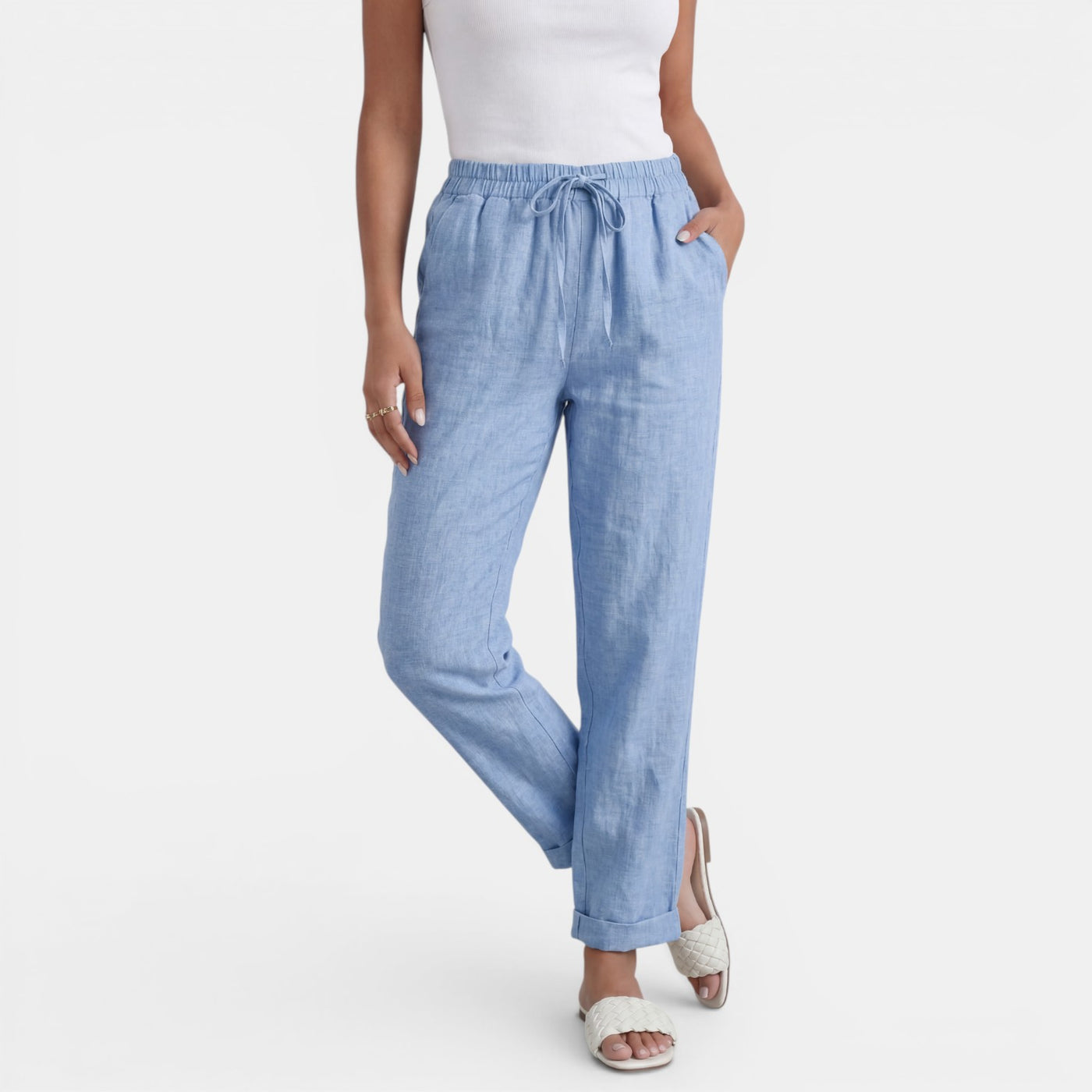 Women's High-Waisted Linen Pants
