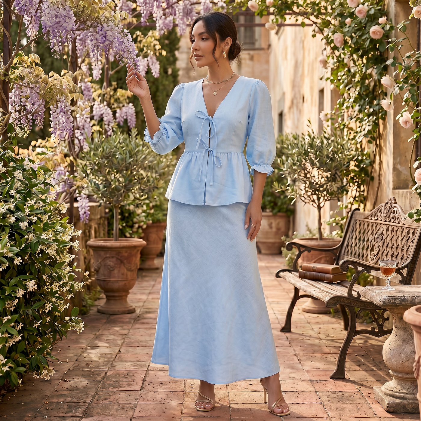 Conjunto Elegante Falda Maxi Verano
