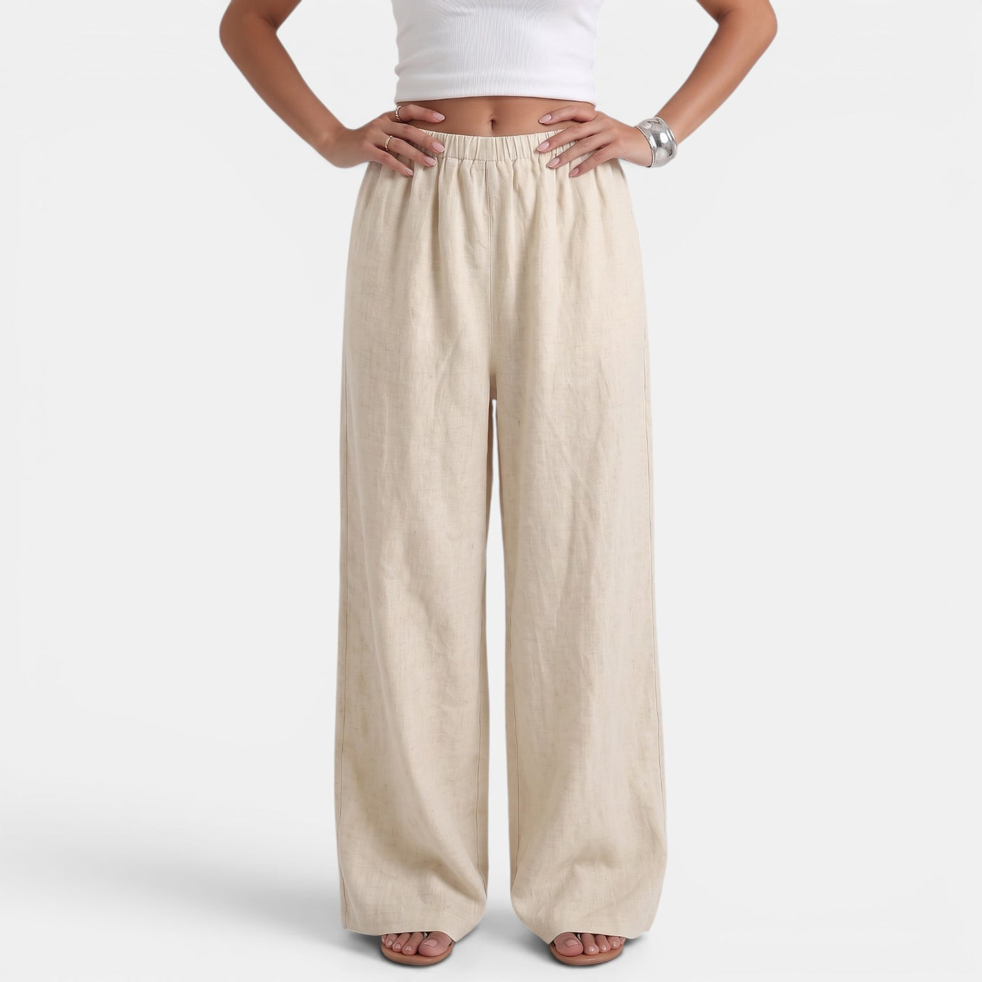 Women's Wide Leg Linen Cotton Summer Pants
