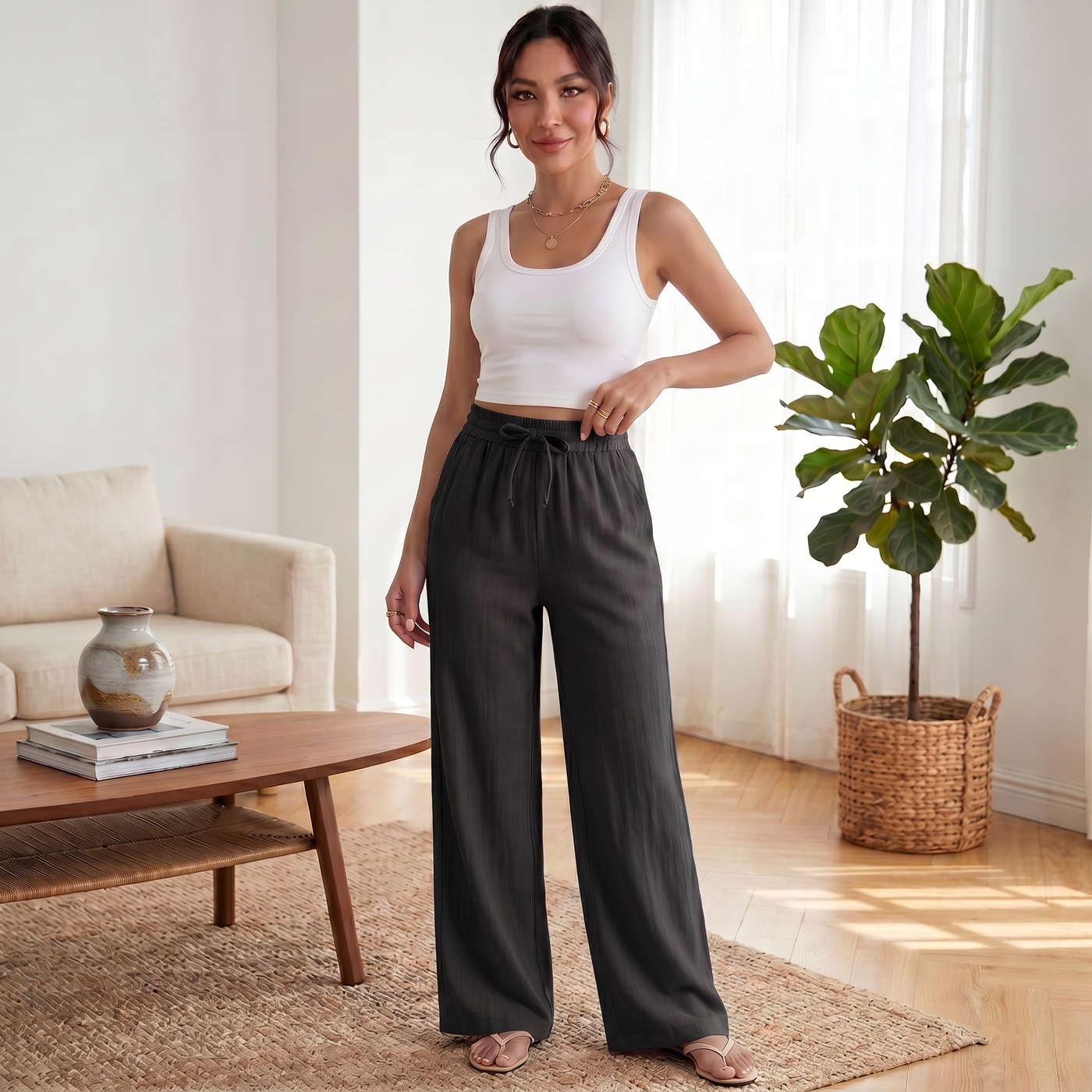 Women's Wide Linen Trousers