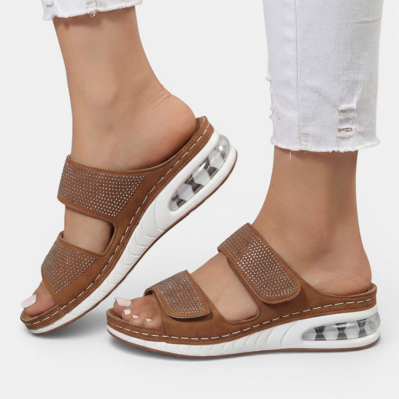 Women's Orthopedic Wedge Sandals with Rhinestones