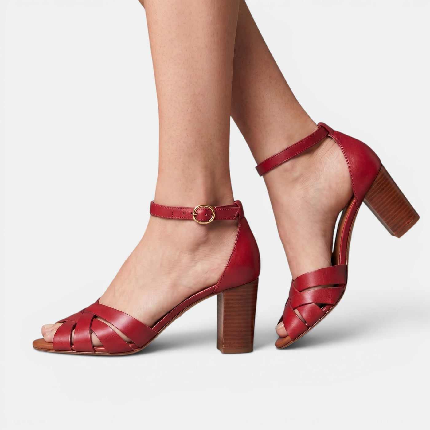 Women's Chunky Heel Leather Sandals