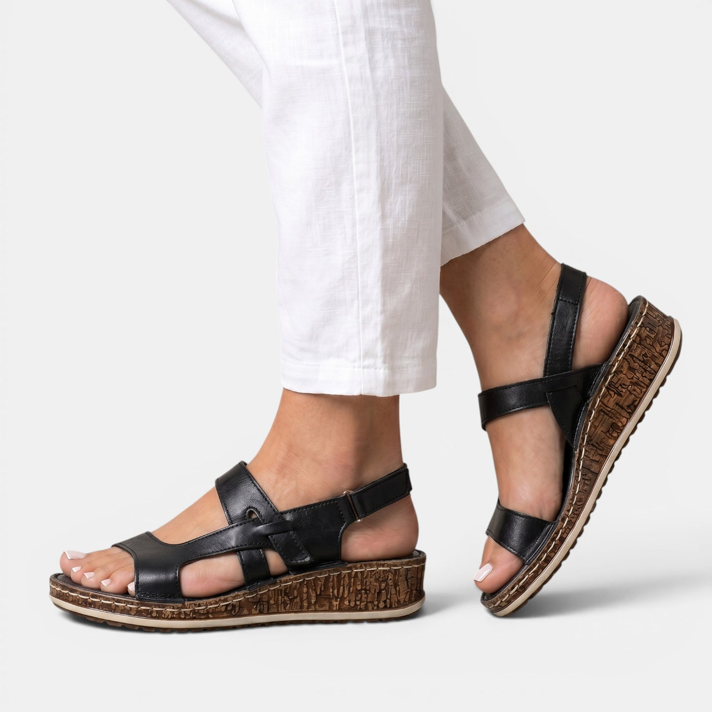Women's Orthopedic Leather Wedge Sandals