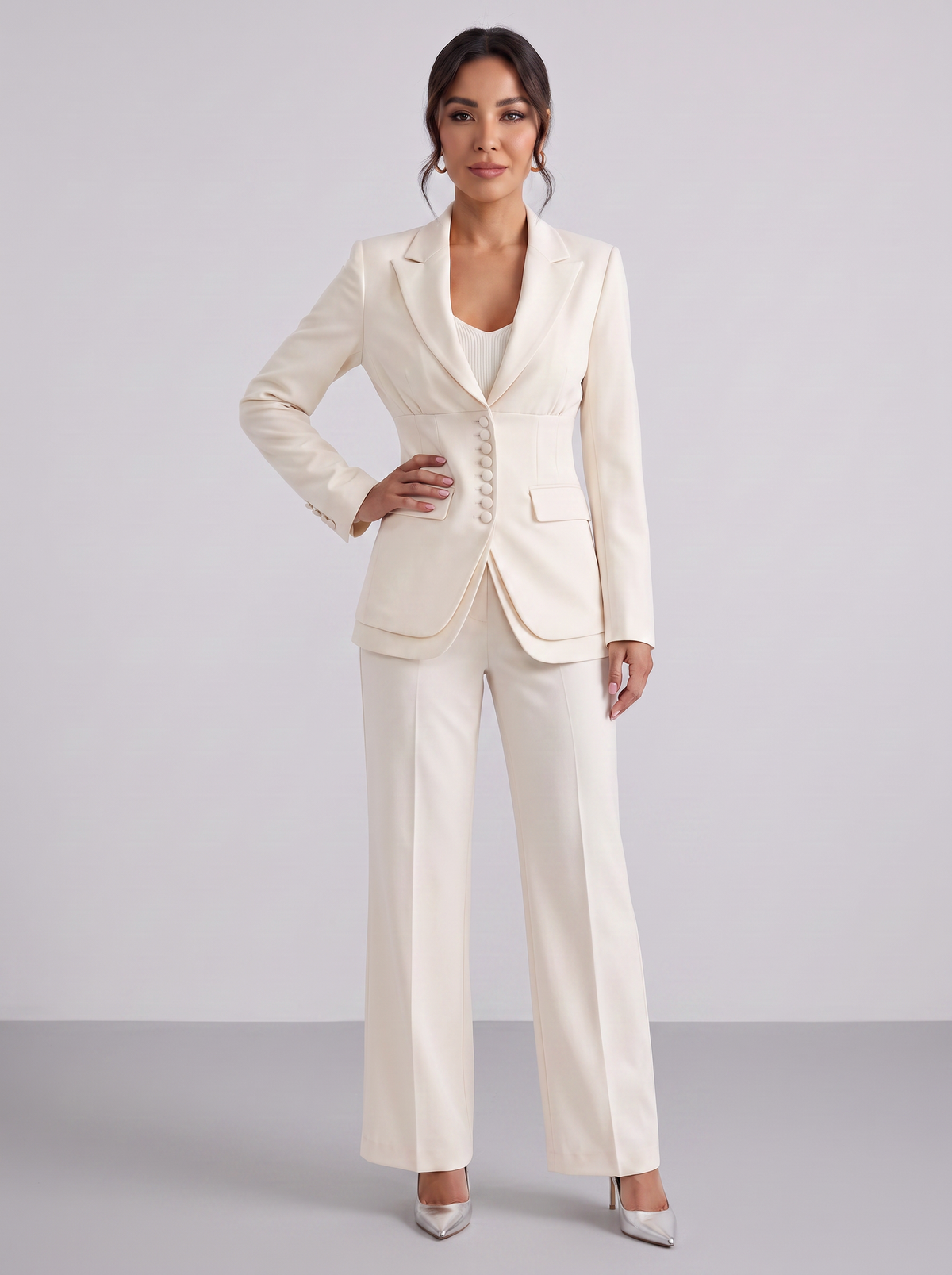 Traje Mujer de Dos Piezas con Americana Entallada y Pantalón
