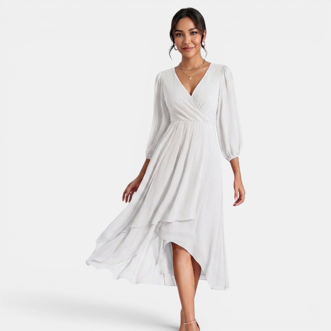 Vestido Midi Mujer Escote V