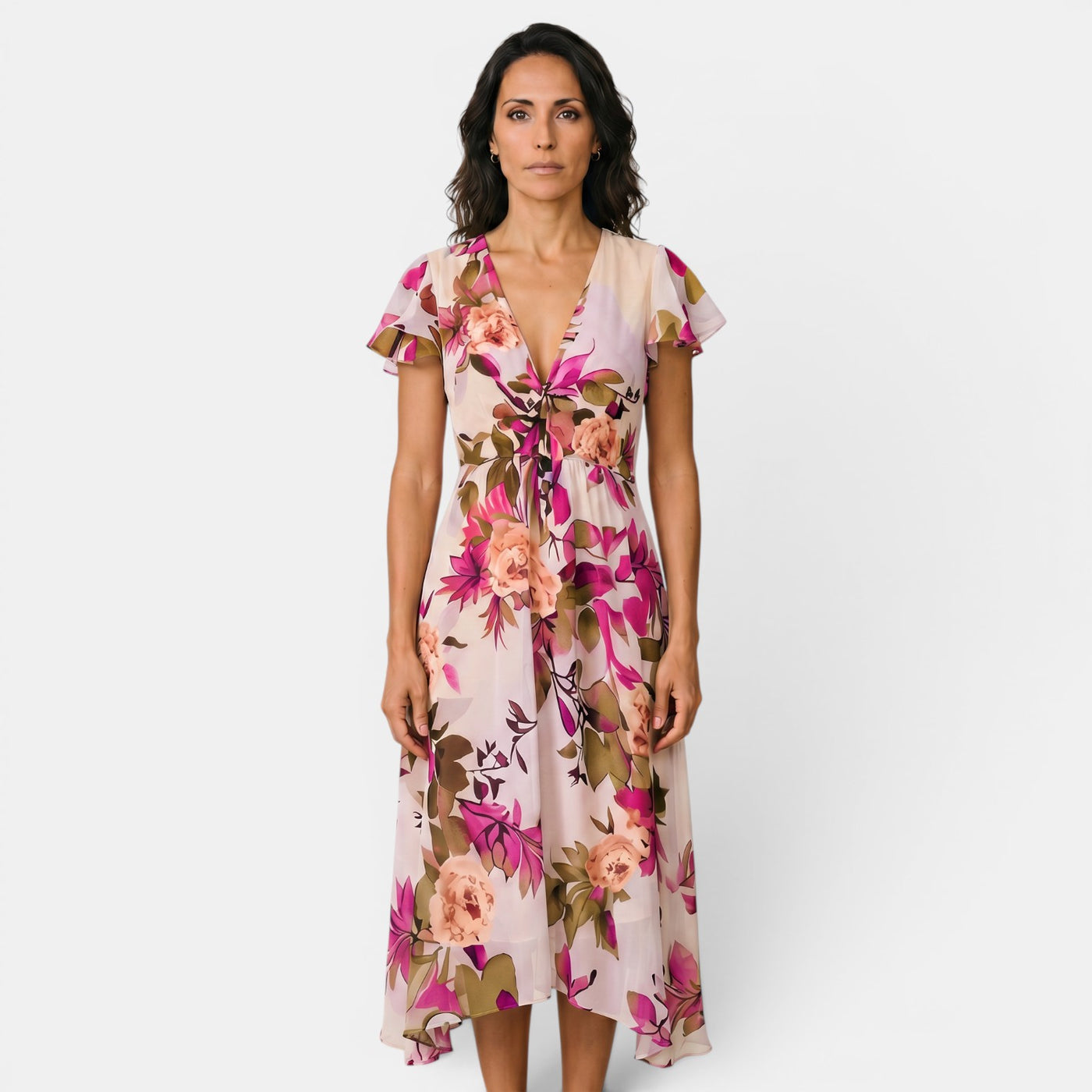 Women's Floral Boho Midi Dress