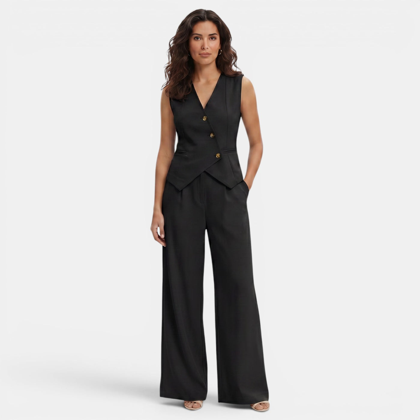 Conjunto Elegante Mujer Chaleco y Pantalón