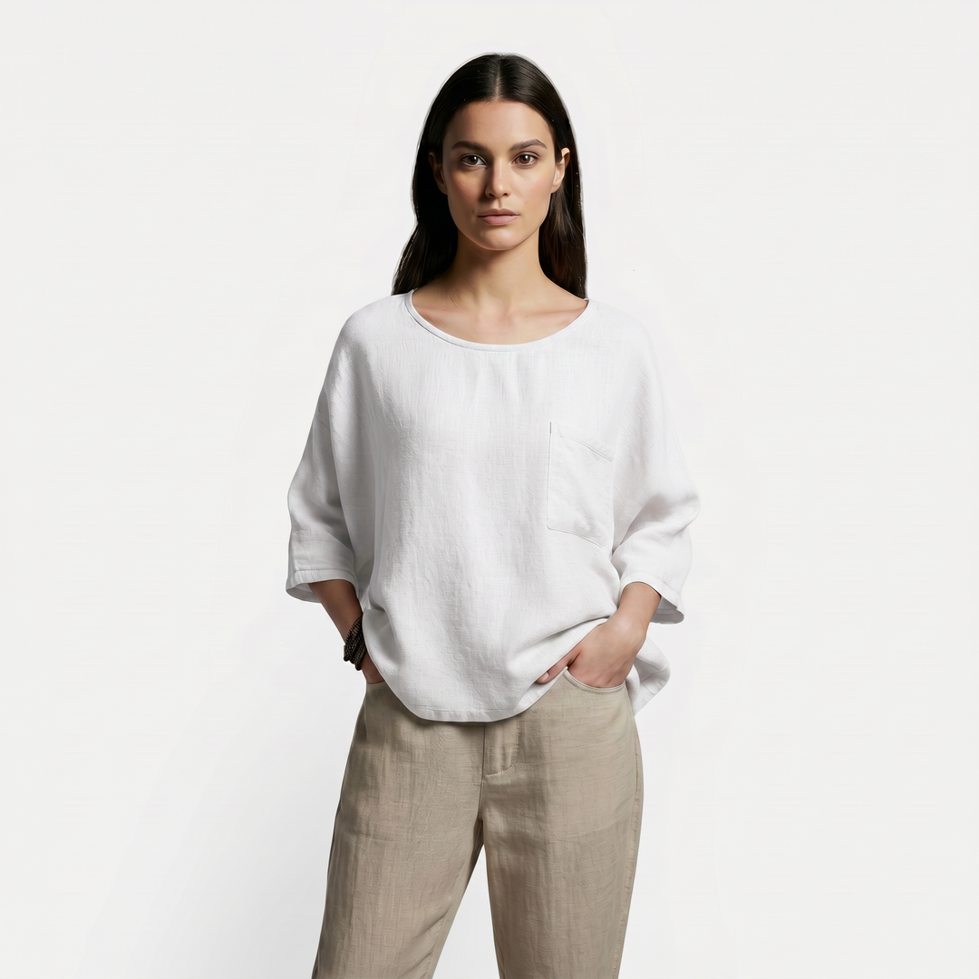 Camiseta Oversize Mujer Algodón Lino Suelta