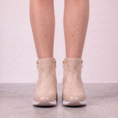 Women's Suede Orthopedic Wedge Boots - Platform Sole, Side Zip
