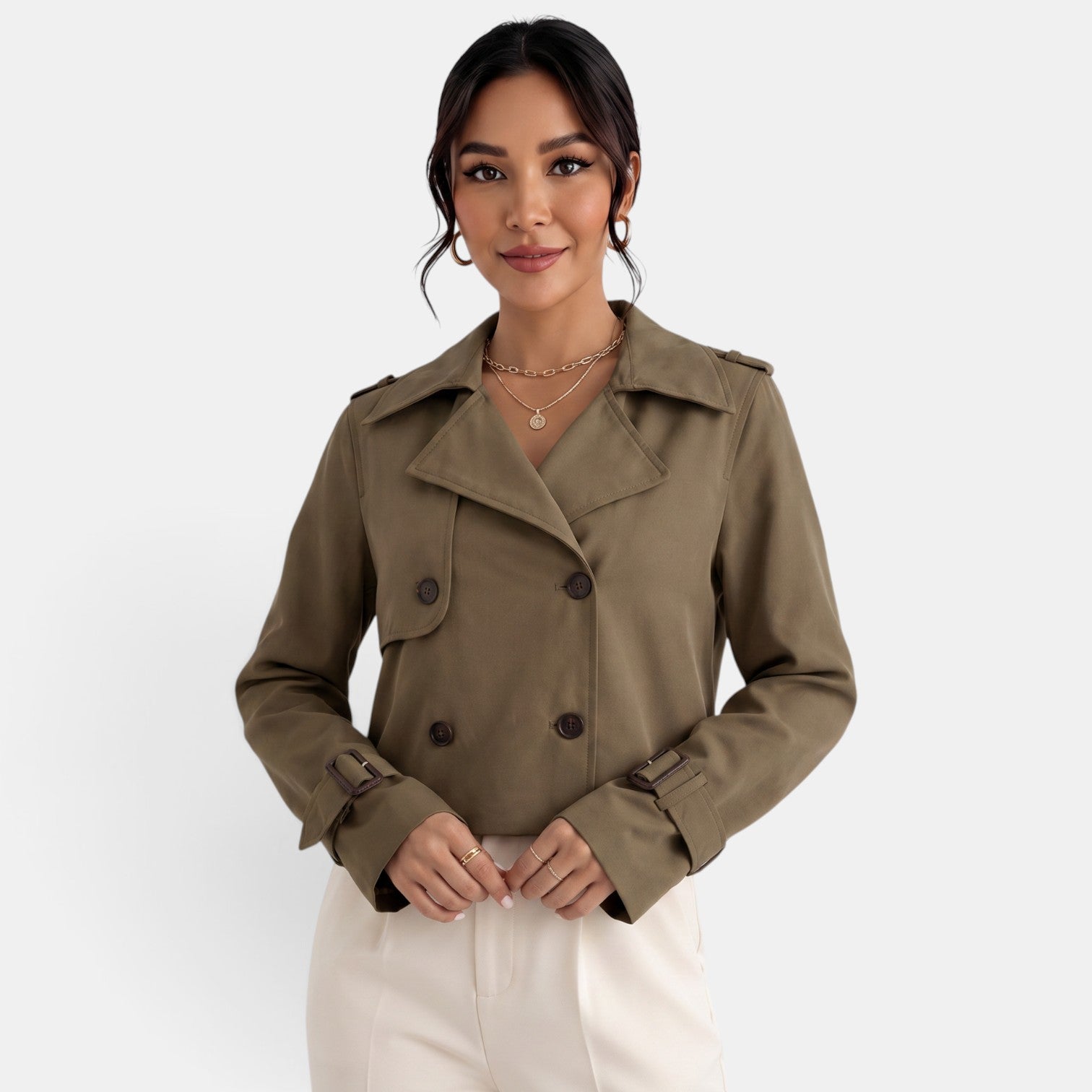 Gabardina Corta Mujer Elegante