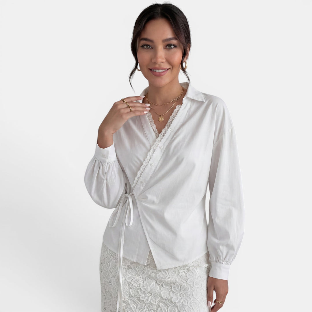 Blusa Encaje Lazo Mujer