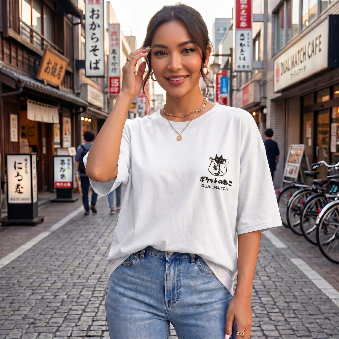 Camiseta Oversize Gato Mujer