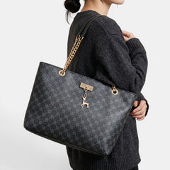 Women's Leather Chain Bag - Retro Structured Handbag