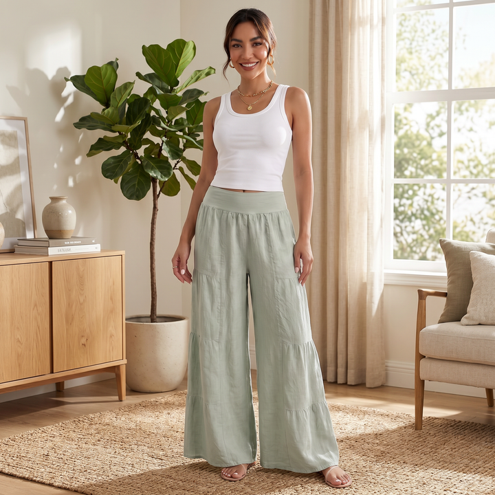 Pantalón Lino Mujer Ancho