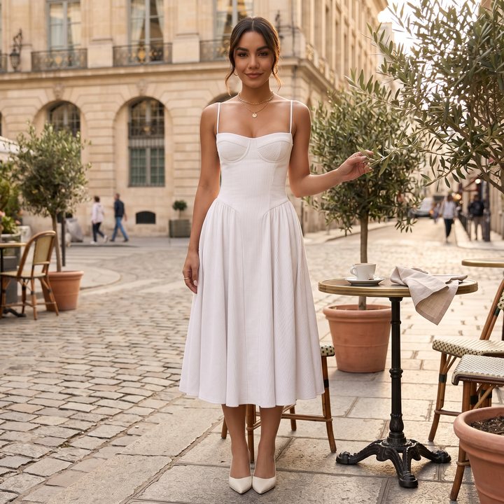 Vestido Midi Corset Mujer Elegante