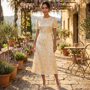 Yellow Floral Midi Dress