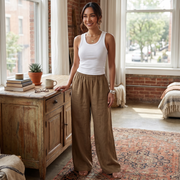 Women's Wide Leg Linen Cotton Summer Pants