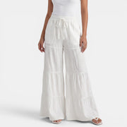 Women's Linen Trousers with Wide Drawstring