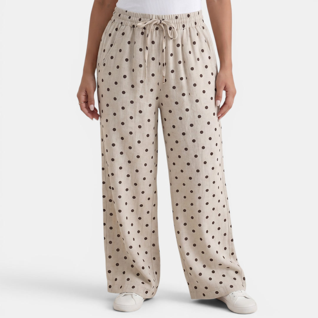 Pantalón Harén Lino Lunares Mujer