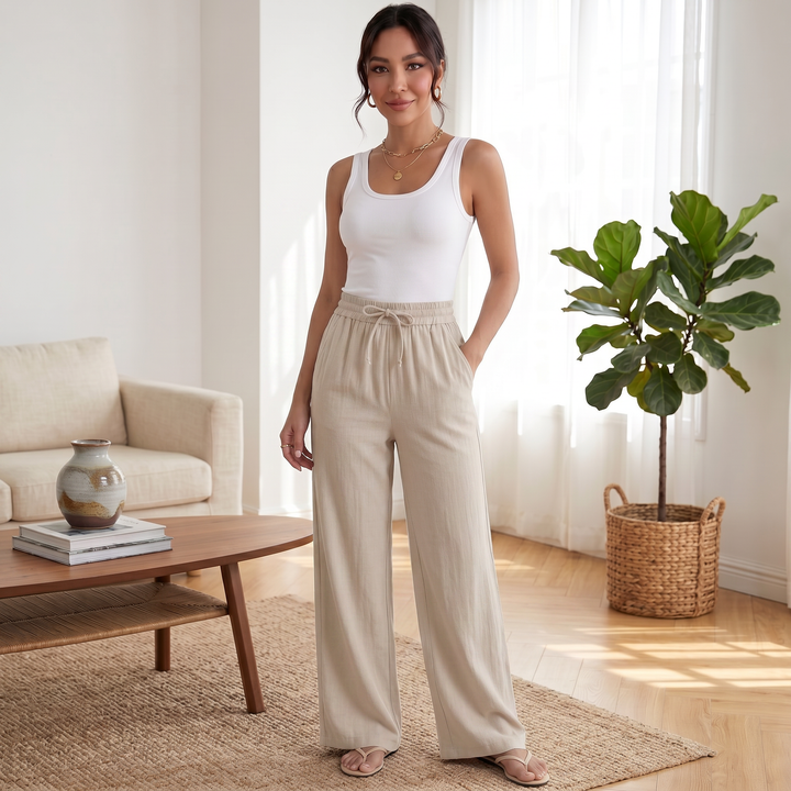 Pantalón Lino Mujer Ancho