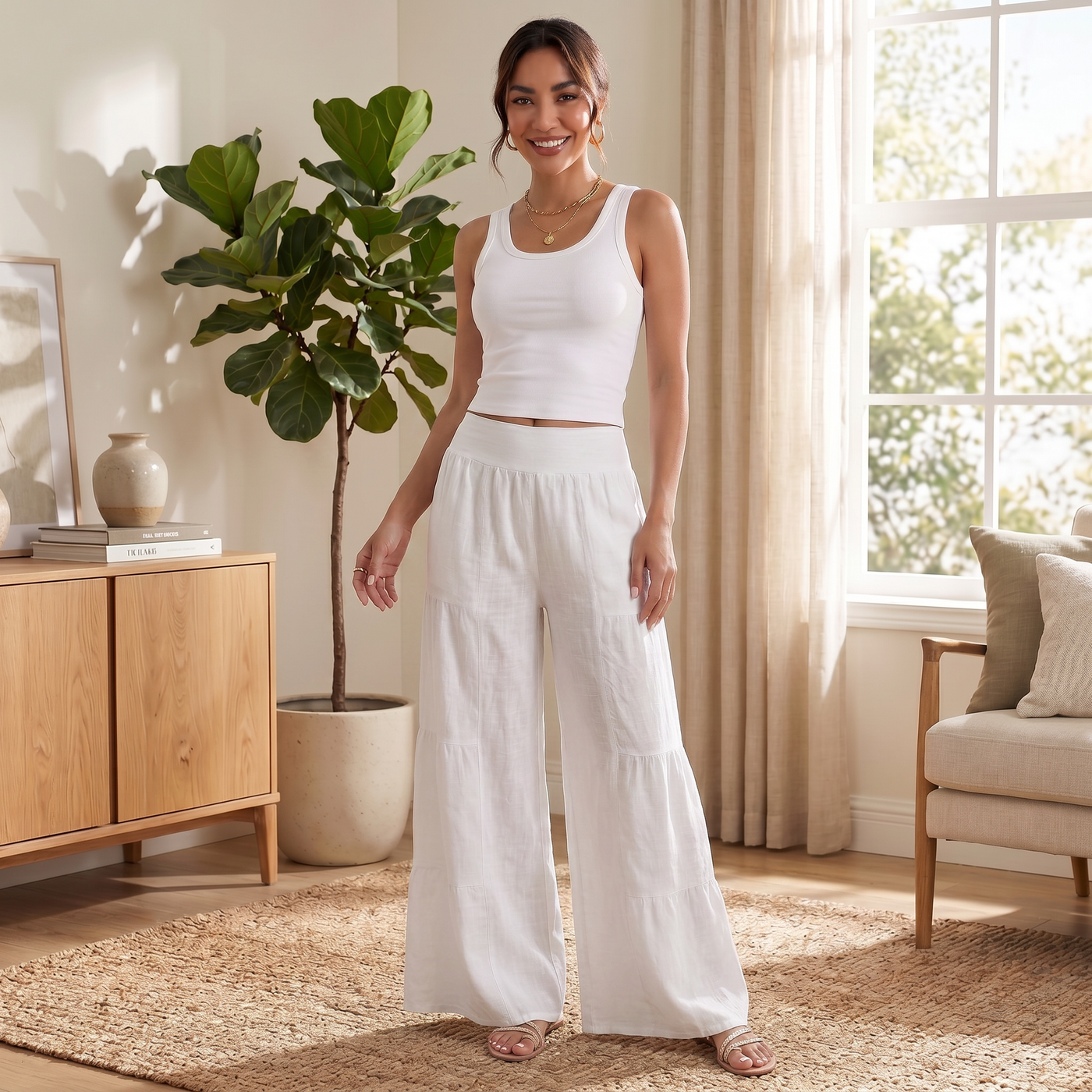 Women's Wide Linen Trousers