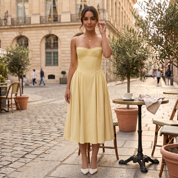 Vestido Midi Corset Mujer Elegante