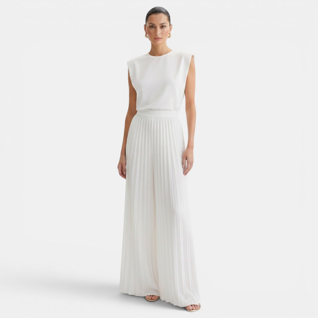 Conjunto Mujer sin Mangas con Pantalón Wide Leg