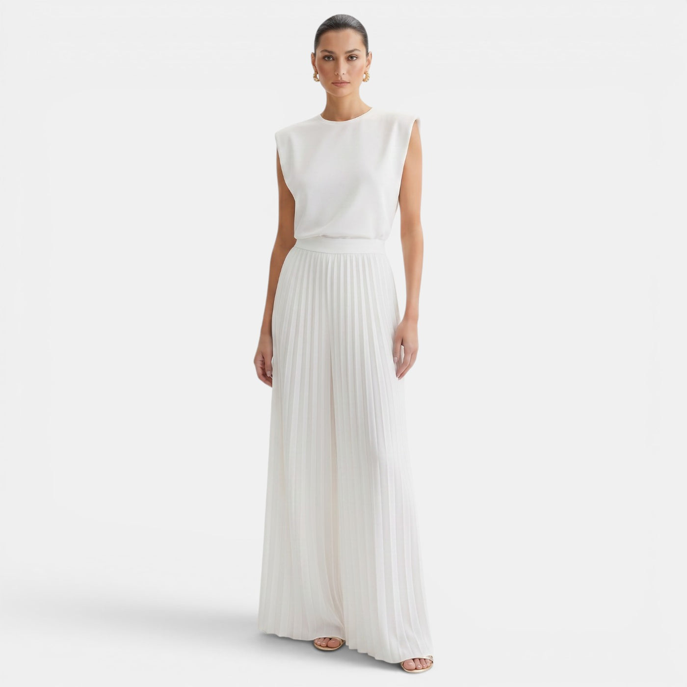 Women's Sleeveless Wide Leg Pant Set