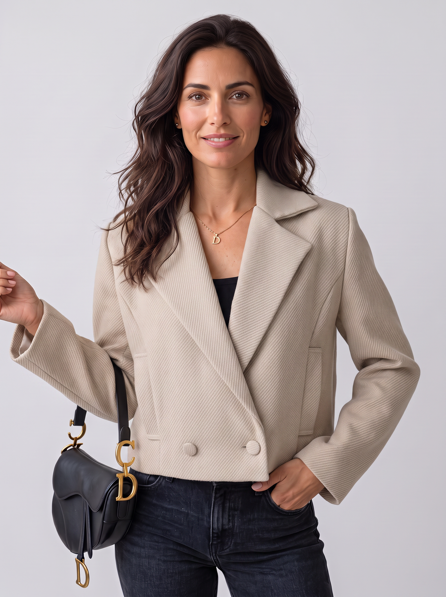 Chaqueta Mujer de Lana con Cuello Sastre y Estilo Elegante