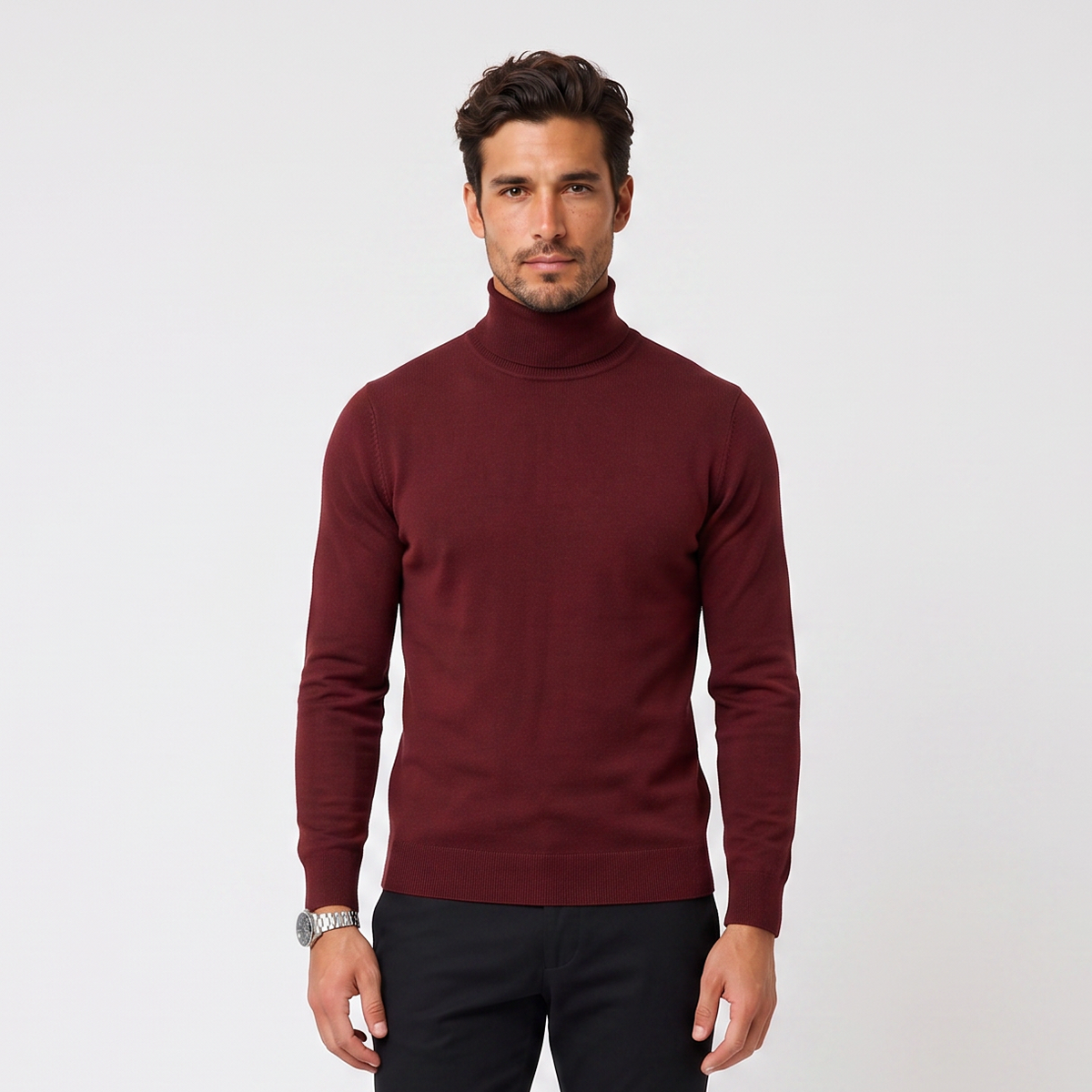 Suéter de Cuello Alto para Hombre de Algodón Premium
