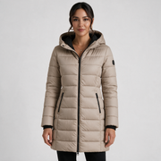 Chaqueta Acolchada Mujer con Capucha - Abrigo Ligero Midi